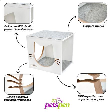 Imagem de Kit Playground Reforçado Para Gatos Mdf Premium Resistente Toca Gato 