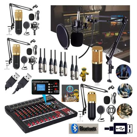 Kit Podcast Sistema Setup Podcast Radio Web Mesa de Som Interface