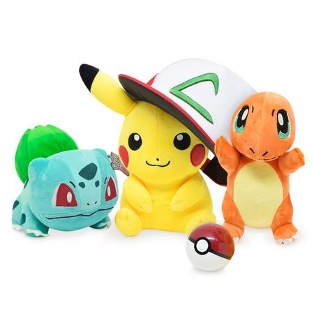 Kit 4 Pelúcia Pokemon Pikachu Coleção Amigos Turma Desenho