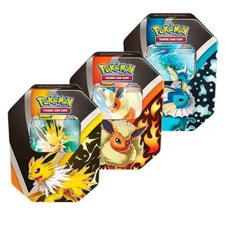 Kit: Pokemon Lata - Evoluções de Eevee 3 Unidades - COPAG - Deck