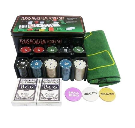 Raramente Marcha atrás colorante Kit Poker 200 Fichas Profissional Completo Texas Holdem + Pano Blackjack -  Envio Já - Imporiente - Jogo de Poker - Magazine Luiza