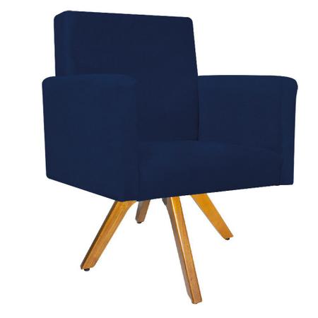 Kit Poltrona Beatriz e Puff Sofia Base Giratória de Madeira Suede Azul Marinho - DAMAFFÊ MÓVEIS - DAMAFFE MÓVEIS Imagem de Kit Poltrona Beatriz e Puff Sofia Base Giratória de Madeira Suede Azul Marinho - DAMAFFÊ MÓVEIS