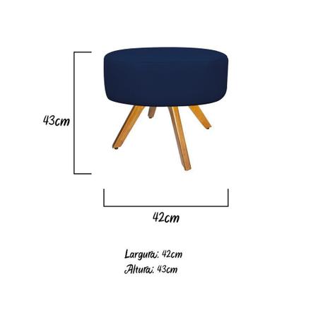 Kit Poltrona Beatriz e Puff Sofia Base Giratória de Madeira Suede Azul Marinho - DAMAFFÊ MÓVEIS - DAMAFFE MÓVEIS Imagem de Kit Poltrona Beatriz e Puff Sofia Base Giratória de Madeira Suede Azul Marinho - DAMAFFÊ MÓVEIS