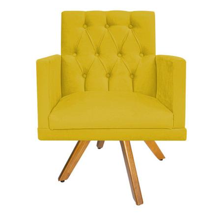 kit Poltrona e Puff Fernanda Base Giratória de Madeira Suede Amarelo - DAMAFFÊ MÓVEIS - DAMAFFE MÓVEIS Imagem de kit Poltrona e Puff Fernanda Base Giratória de Madeira Suede Amarelo - DAMAFFÊ MÓVEIS