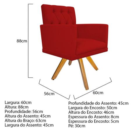 Imagem de kit Poltrona e Puff Fernanda Base Giratória de Madeira Suede Vermelho - KDAcanto Móveis