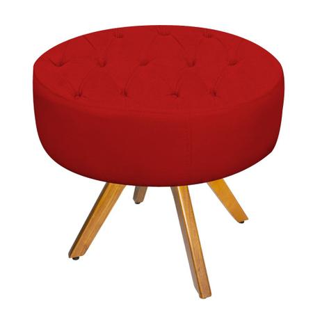 kit Poltrona e Puff Fernanda Base Giratória de Madeira Suede Vermelho - KDAcanto Móveis Imagem de kit Poltrona e Puff Fernanda Base Giratória de Madeira Suede Vermelho - KDAcanto Móveis
