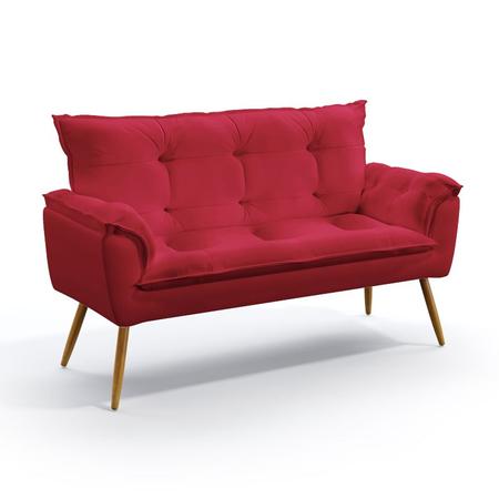 Kit Poltrona Namoradeira e 2 Poltronas Decorativas Almofadadas Beta Puff Lunar Sued Vermelho Aradeco - ARADECOR Imagem de Kit Poltrona Namoradeira e 2 Poltronas Decorativas Almofadadas Beta Puff Lunar Sued Vermelho Aradeco