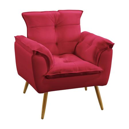 Kit Poltrona Namoradeira e 2 Poltronas Decorativas Almofadadas Beta Puff Lunar Sued Vermelho Aradeco - ARADECOR Imagem de Kit Poltrona Namoradeira e 2 Poltronas Decorativas Almofadadas Beta Puff Lunar Sued Vermelho Aradeco