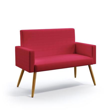 Kit Poltrona Namoradeira e 2 Poltronas Decorativas Almofadadas Vega com Puff Quasar Sued Vermelho Aradecor Imagem de Kit Poltrona Namoradeira e 2 Poltronas Decorativas Almofadadas Vega com Puff Quasar Sued Vermelho Aradecor