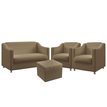 Kit Poltrona Namoradeira Mais 2 Poltronas Alya com Puff Quasar Sued Capuccino Aradecor Imagem de Kit Poltrona Namoradeira Mais 2 Poltronas Alya com Puff Quasar Sued Capuccino Aradecor