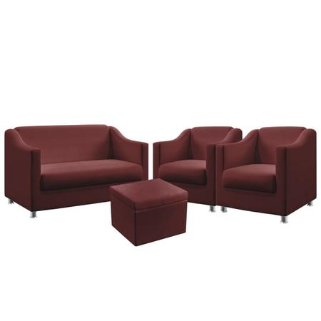 Kit Poltrona Namoradeira mais 2 Poltronas Estofada Alya Com Puff Quasar Sued Bordô Aradecor Imagem de Kit Poltrona Namoradeira mais 2 Poltronas Estofada Alya Com Puff Quasar Sued Bordô Aradecor