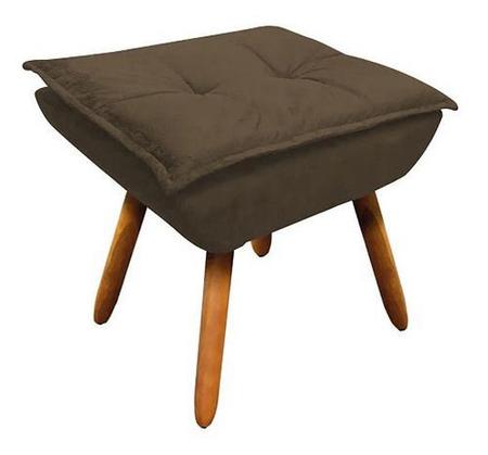 Kit Poltrona+puff Opala Cadeira Retro Suede Marrom - King Lar Imagem de Kit Poltrona+puff Opala Cadeira Retro Suede Marrom