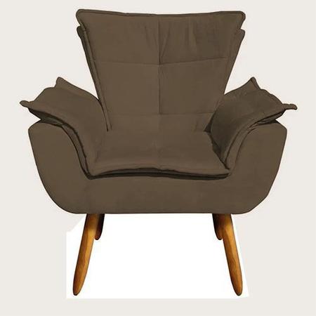 Kit Poltrona+puff Opala Cadeira Retro Suede Marrom - King Lar Imagem de Kit Poltrona+puff Opala Cadeira Retro Suede Marrom