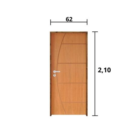 Imagem de Kit Porta de Madeira 210x62cm Batente 9cm Fechadura Stilo Belissima 6 Rodam