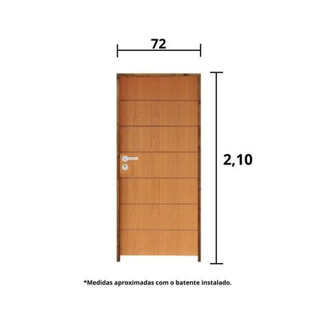 Imagem de Kit Porta de Madeira 210x72cm Batente 11cm Fechadura Stilo Cromada Externa Belissima 2 Hale Esquadrias