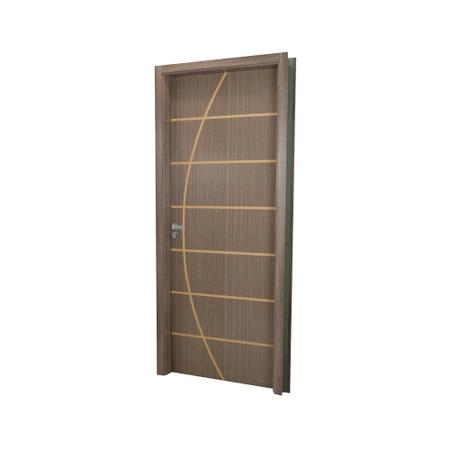 Imagem de Kit Porta de Madeira Decorada 215x84cm com Batente de MDF Ultra 16cm Neblina MGM