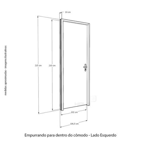 Imagem de Kit Porta de Madeira Frisada 215x106,5cm Batente 14cm Fechadura Digital Rodam Portas Marrom