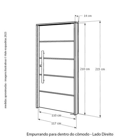 Imagem de Kit Porta de Madeira Frisada 215x117cm Batente 14cm Fechadura Rolete e Puxador Rodam