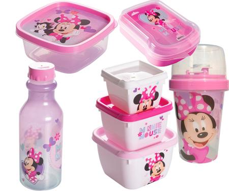 Kit escolar Minnie Mouse com garrafa e pote, 15631, Plasutil - CX