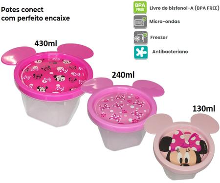 Kit escolar Minnie Mouse com garrafa e pote, 15631, Plasutil - CX