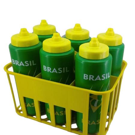 Imagem de Kit Porta Squeeze Amarelo Com 6 Squeeze Verde Edição Copa Do Mundo