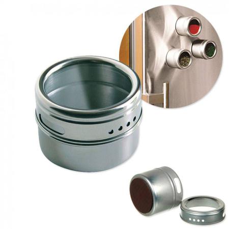 Imagem de Kit Porta Temperos E Condimentos Em Aço Inox Magnetico Metalizado Para Cozinha (Ixb0109)