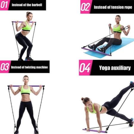 Kit Barra De Pilates Portátil Exercício Casa Pernas Glúteos no