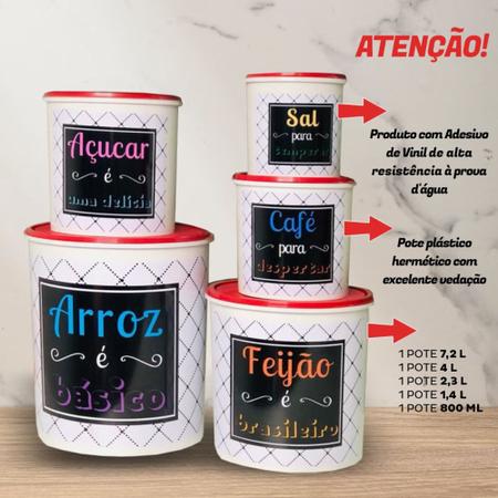 Porta Alimentos Potes Redondos Para Mantimentos Com Desenho De Galinha 5 Pç  - Injetemp - Porta mantimentos - Magazine Luiza