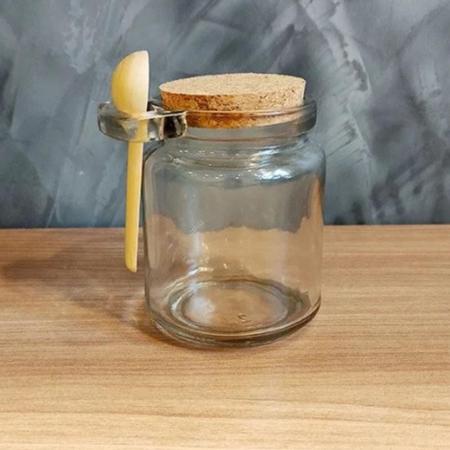 Imagem de Kit Potes de Temperos Condimentos De Vidro Com Colher em Bambu Para Cozinha 250ml -  Pote de Tempero - Frasco de Tempero