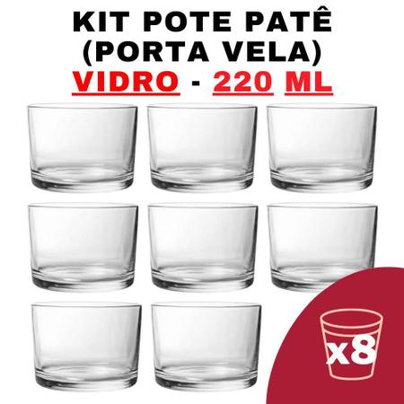 Imagem de Kit Potes De Vidro Transparente Patê S/ Tampa 220Ml