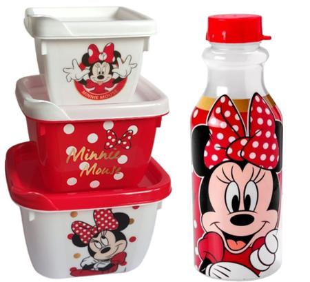 Kit escolar Minnie Mouse com garrafa e pote, 15631, Plasutil - CX