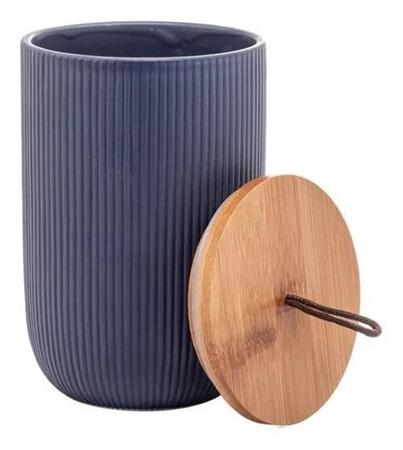 Kit Potiche Decorativo De Cerâmica Com Tampa De Bambu F7156 - Lyor Imagem de Kit Potiche Decorativo De Cerâmica Com Tampa De Bambu F7156