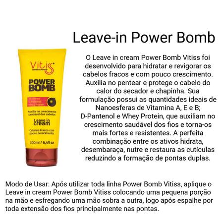 Imagem de Kit Power Bomb Shampoo 500 ml + Condicionador 500 ml + Máscara 500 g + Leave-in - Vitiss Cosméticos