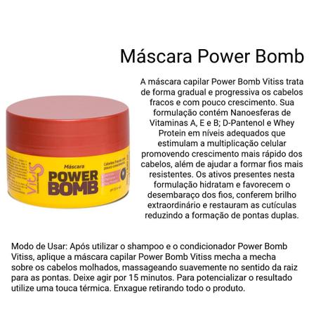 Imagem de Kit Power Bomb Shampoo 500 ml + Condicionador 500 ml + Máscara 500 g + Leave-in - Vitiss Cosméticos