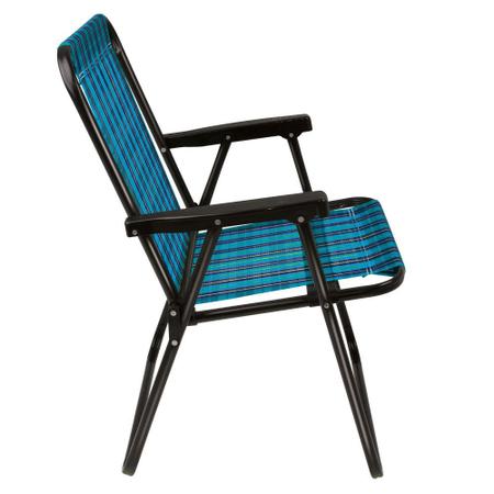 Imagem de Kit Praia 4 Cadeiras Xadrez Azul + Carrinho de Praia Azul  Mor 