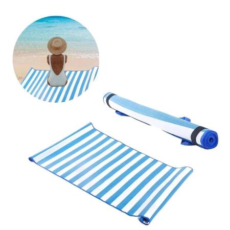 Imagem de Kit Praia Azul e Branco Cooler 26 Litros + Guarda Sol 1,60 M + Esteira