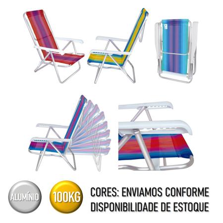 Imagem de Kit Praia Carrinho Avanço + 2 Cadeira Reclin 8 Pos Alum + Guarda Sol 2,4m + Saca Areia - Mor