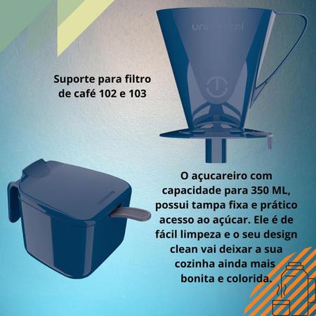 Imagem de Kit Prático Para Café Garrafa Térmica + Açucareiro 350 ML + Suporte Porta Filtro 102/103 Unitermi