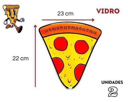 Imagem de Kit Pratos Formato De Pizza Vidro Resistente 2 Peças 23 Cm