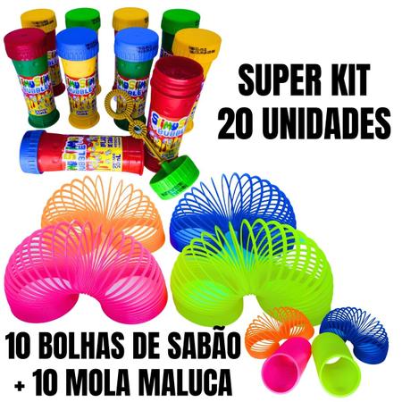 Imagem de Kit Prenda 10 Bolha De Sabão 10 Mola Maluca Lembrancinha Festa Aniversário Infantil Brinquedo Criança Atacado