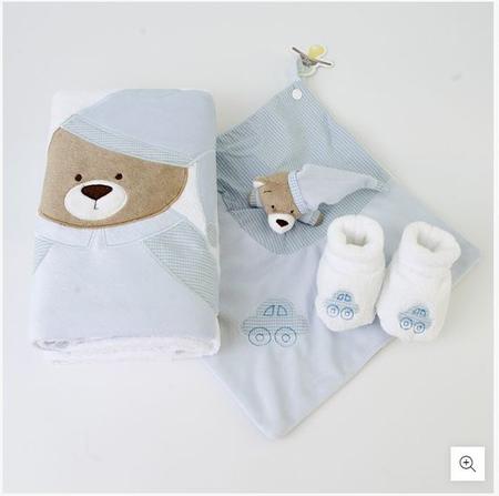 Imagem de Kit Presente Bebê Urso Nino Azul Zip Toys