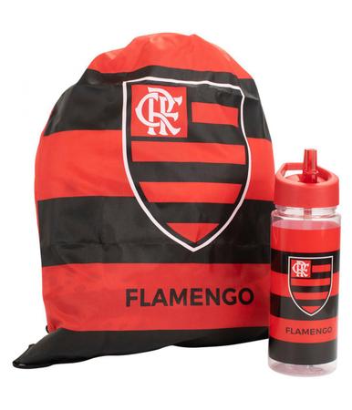 Imagem de Kit Presente Flamengo Garrafa De Bico 450ml + Mochila Saco