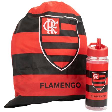 Imagem de Kit Presente Mochila Tipo Saco Garrafa 450Ml Times Flamengo