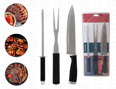 Kit Churrasco para Presente Faca, Chaira e Garfo