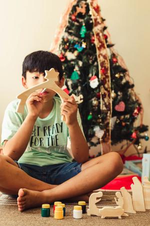 Presépio de Natal Em Madeira Para Colorir e Decorar - NINA BRINQUEDOS