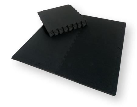 Imagem de Kit Preto 8 Placas Tapete Tatame EVA 50x50x1cm 10mm