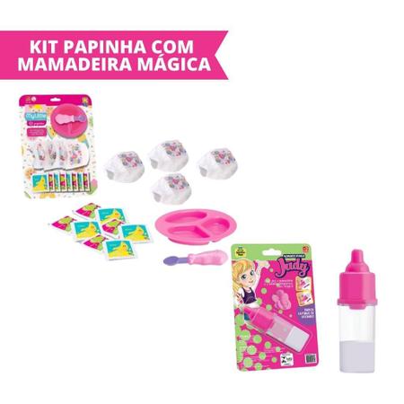 Imagem de Kit primeira papinha com fraldinhas e mamadeira magica judy