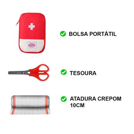 Imagem de Kit Primeiros Socorros Completo Portátil luvas , curativos , Gaze , Tesoura , Bolsa vermelho