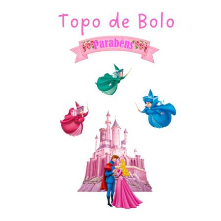 Topo de Bolo c/ Nome Tema Princesa Aurora