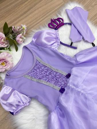 Vestido Princesa Sofia Fantasia Luxo Infantil +tiara E Luva